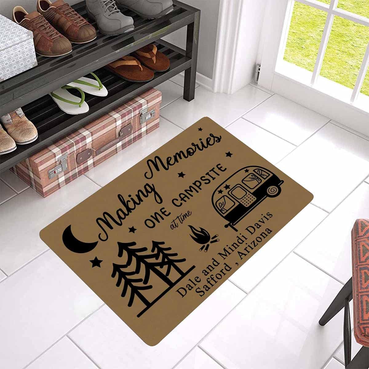 Custom Family Name Making Memories One Campsite at a Time Camper Doormat Indoor Outdoor, Personalized Camper Door Mat Area Rug 24" X 16" Decor
