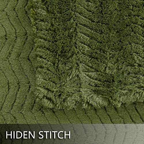 Yusoki Luxury Double Sided Faux Fur Throw Blanket(Without Pillows),Decorative Soft Fuzzy Fluffy Cozy Warm Blanket For Couch Bed Chair Sofa Women Teen Girls Men Gift(Olive Green,50" X 63") #TOP6