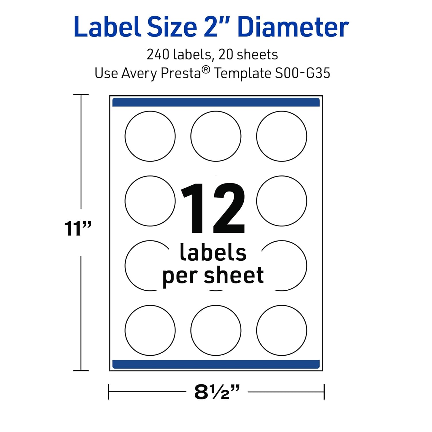 Avery Printable Round Labels, 2" Diameter, Matte White, Pre-Printed Flourished Metallic Gold Florals Design, Sure Feed Technology, Laser & Inkjet Compatible, 240 Total
