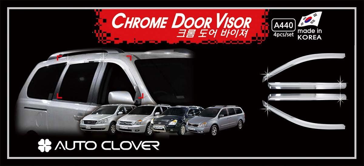 AUTOCLOVER Chrome Window Visor Rain Guards 4pcs for KIA Sedona 2006~2014