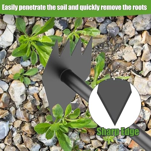 Luvenia Garden Hoe Triangle Sharp Hoes Garden Tool Manual Weeder Gardening Weeding Tool 30-60\" Long Handle 2-in-1 Adjustable Stainless Steel Heavy Duty Hoes for Digging Soil Weeding Planting