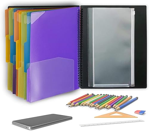 Miniatura 7 de Binditek Paquete de 1 Organizador de Proyectos de Polímero de 24 Bolsillos con 12 Divisores, Carpeta Resistente con Cubierta Frontal Personalizable,