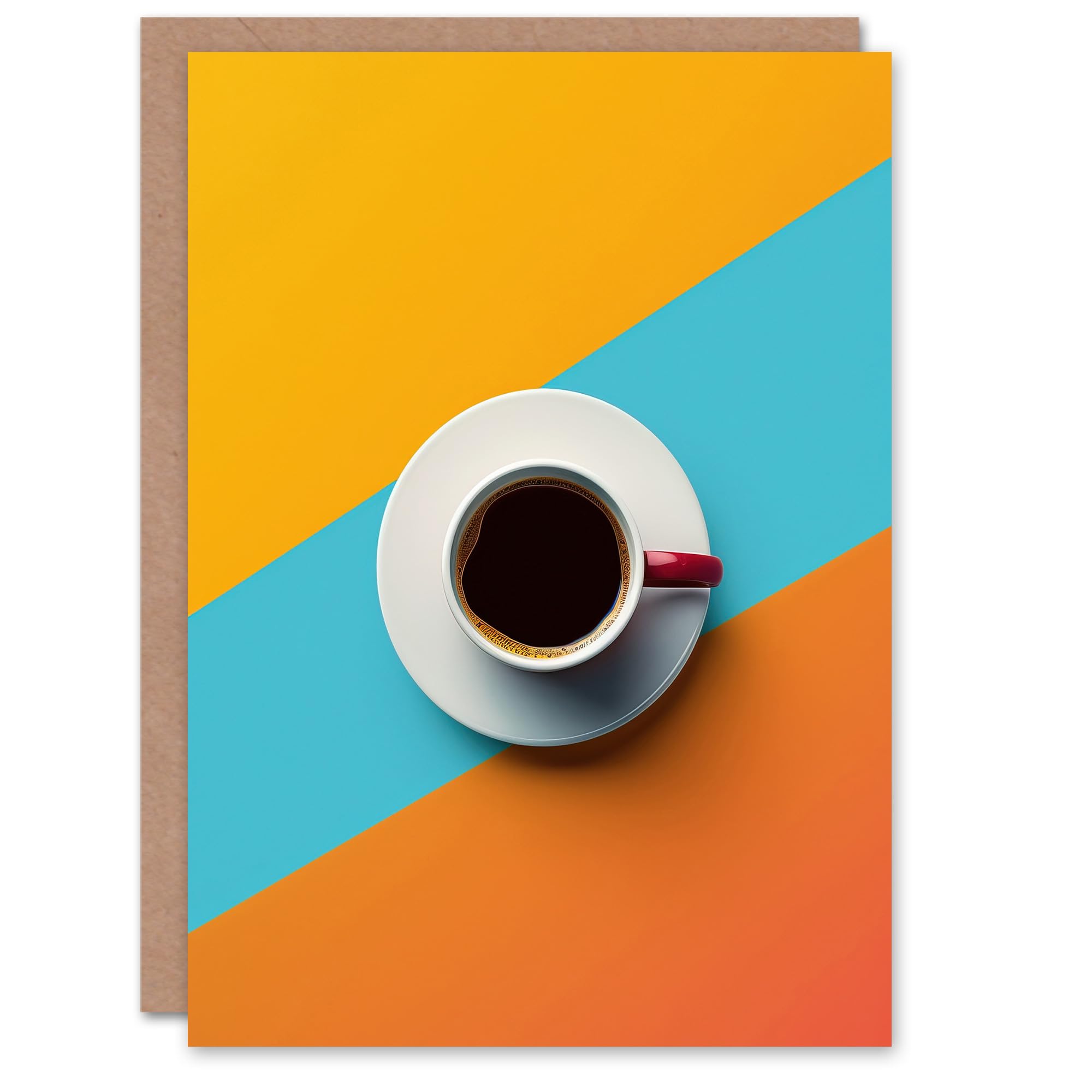 Artery8 Coffee Cup Aerial View Vibrant Geometric Design Greeting Birthday Card Him Her All Blank