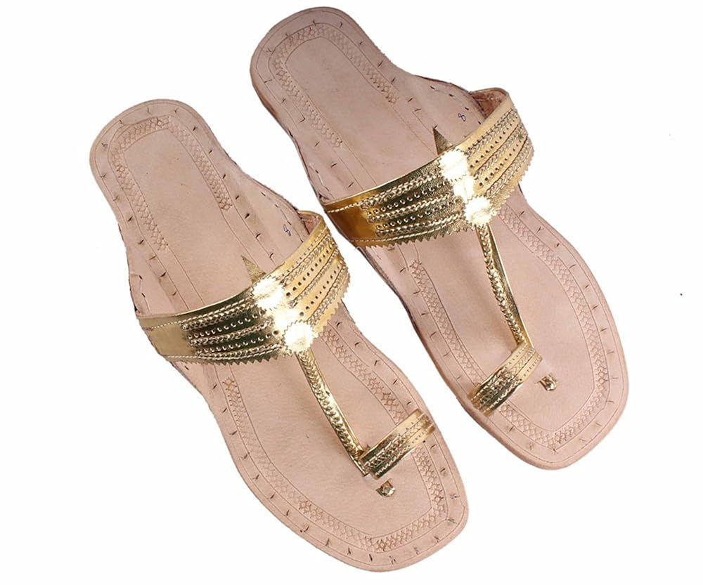 Golden kolhapuri chappals Outlet