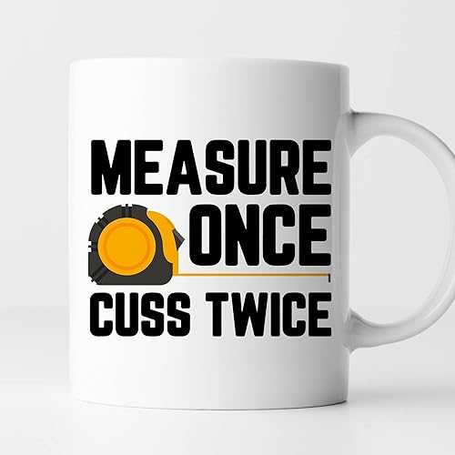 Miniatura 1 de TODOLIA -11Oz- Taza de café Measure Once Cuss Twice, divertida taza de carpintería, taza de carpintería, taza de carpintería, taza de carpintería,