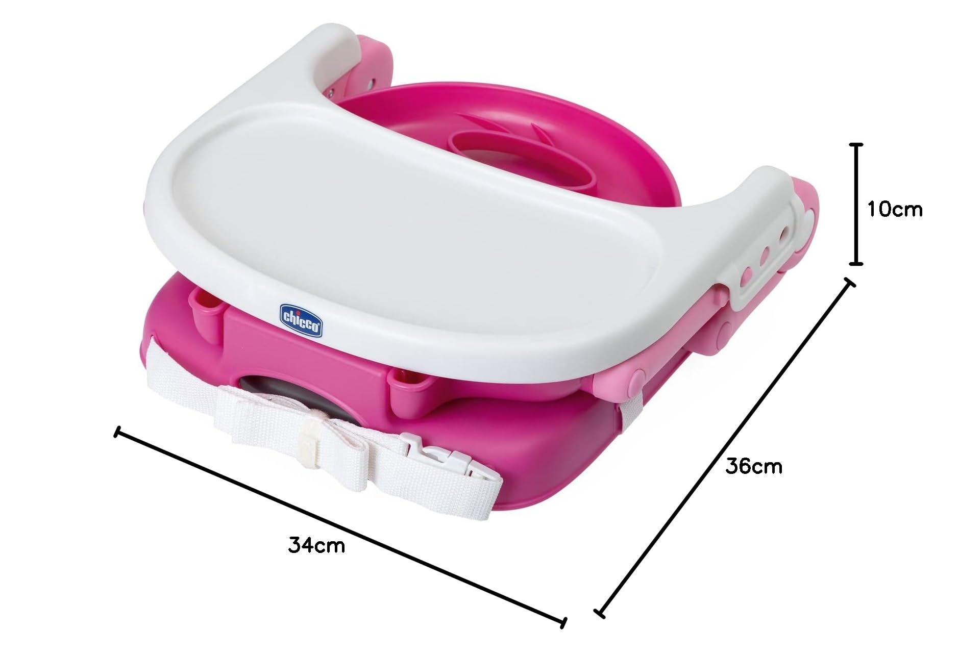 Chicco Pocket Snack Alzador de Silla para Niños para Comer, Apto de 6 Meses hasta 3 Años (15 kg), Trona de Viaje Portátil y Ajustable para Bebés, Compacta y con Bandeja Desmontable - Rosa