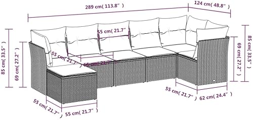 Miniatura 2 de 7-Piece Garden Sofa Set Black and Cream Outdoor Furniture with Modular Design, Weather-Resistant PE Rattan Seating and Storage Bags for Patio Terrace