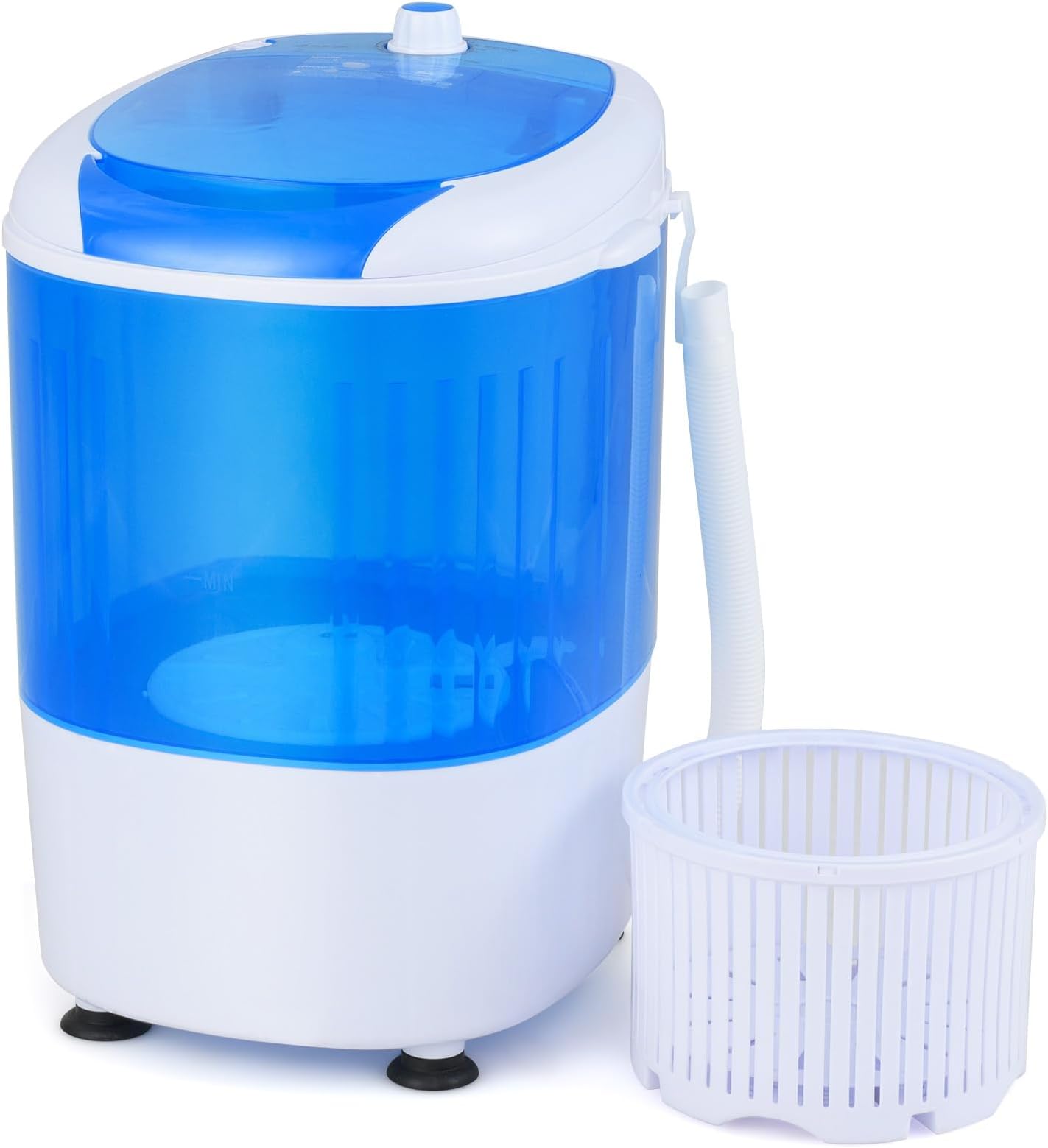 2-in-1 Mini Washing Machine, Single Tub Washer and Spin Dryer with Timing Function, Portable Laundry Machine for Travel Camping Dormitory and Apartments (Blue + White)