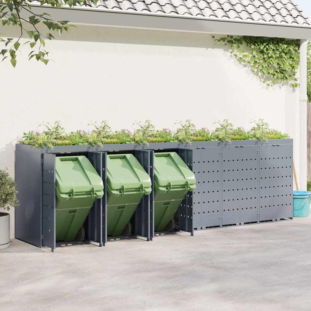 Genérico Almacenamiento de Cubos Wheelie para 6 Cubos Gris Claro,Casa y jardín,Productos del hogar,Accesorios para contenedores de residuos,Soportes para contenedores de residuos-3394752