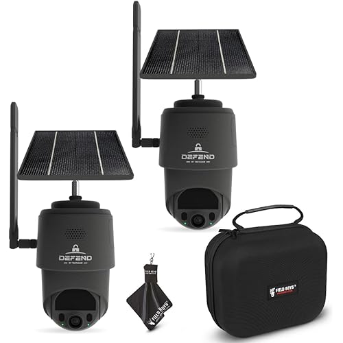 TACTACAM – Defend 360 Cellular Security Camera, 4K Photos, 1080p Video, Solar + Rechargeable Battery, 360° Pan/Tilt/Zoom, LTE Cellular, Motion Alerts, Weather Resistant Includes Case & Cloth (2PK)