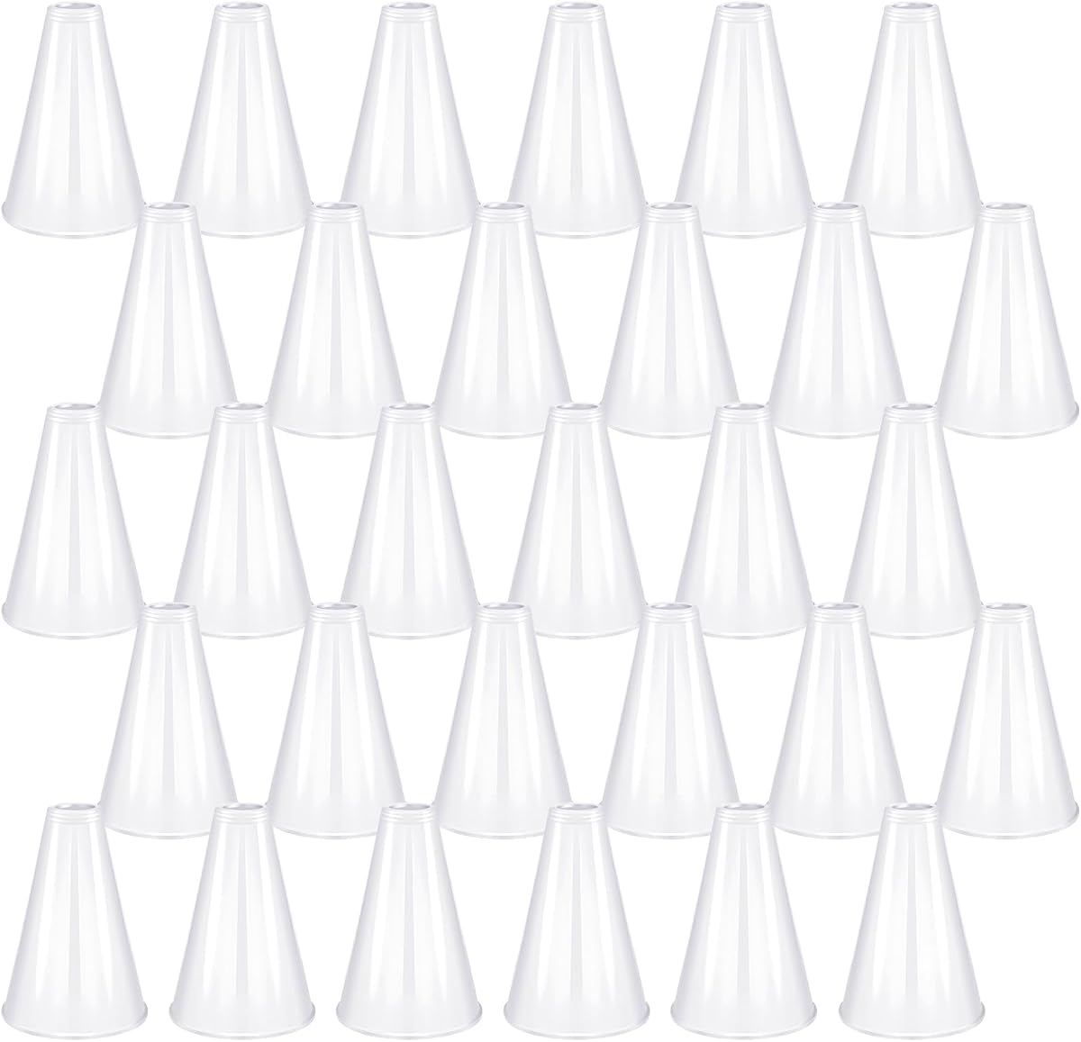 30 piezas de megáfono de animación para fiesta, megáfono de plástico blanco, accesorio de bricolaje para actividades escolares al aire libre, regalos de fiesta, juego de partidos deportivos (30 piezas, blanco)