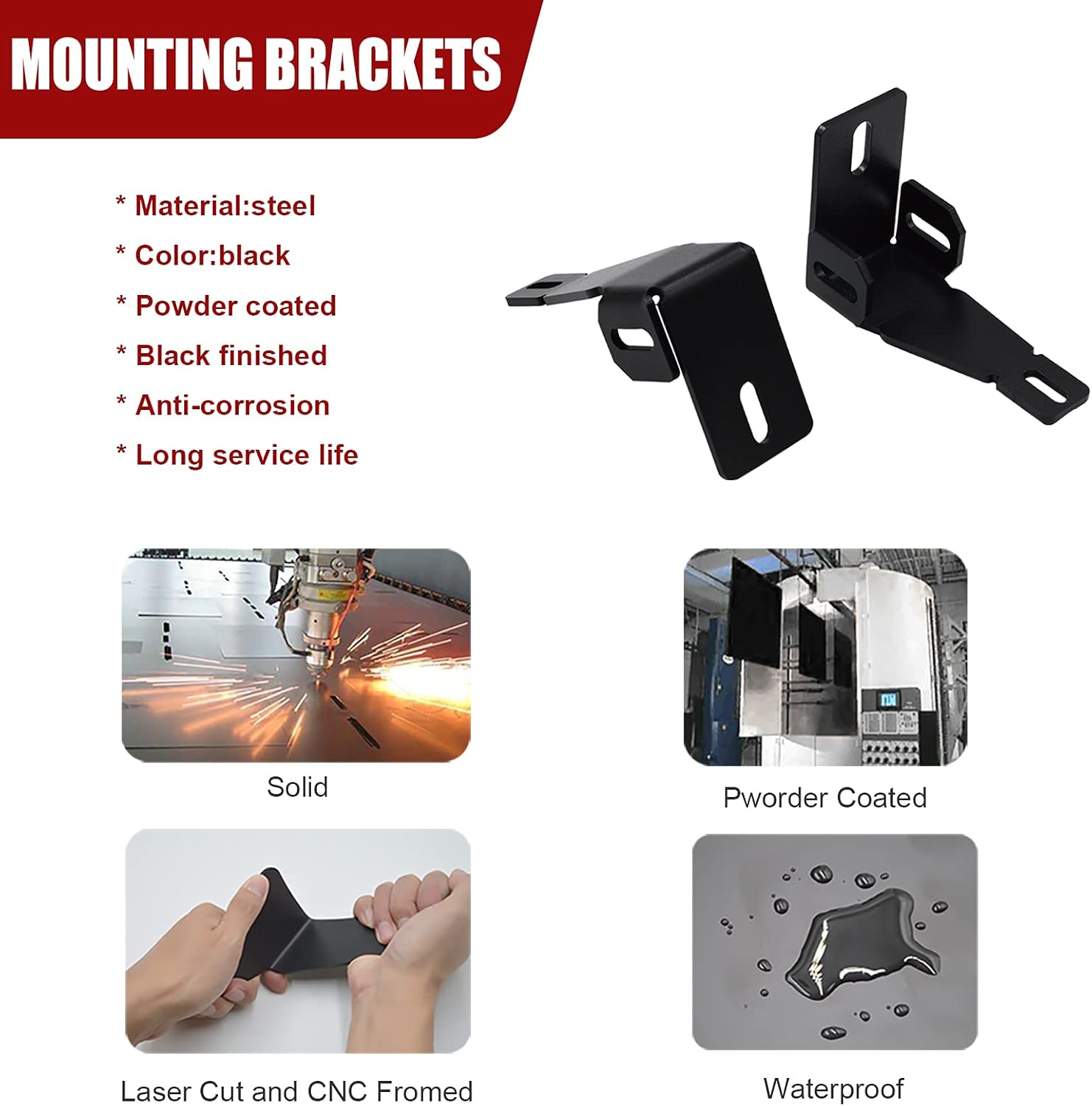 Front Hidden Bumper Fog Light Mounting Brackets Compatible with 3 inch LED Light Cube Compatible with Ford F250 F350 F450 Super Duty 1999-2016 Excursion 2000-2005