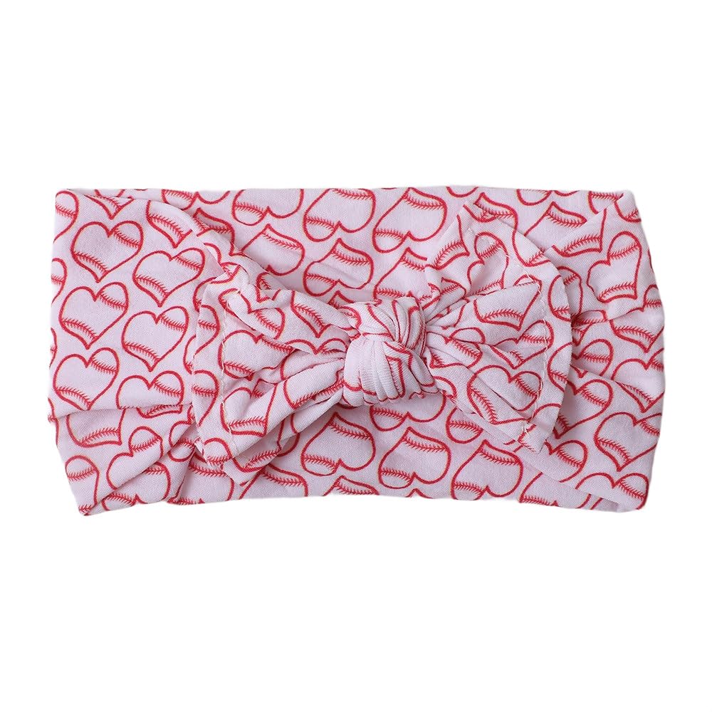 BBTDIN Baby Baseball Headband Turban Baby Girls Baseball Headwarp Bowknot Baby Baseball Hair Band Bow BTB14 (E-Red Heart, Free Size)