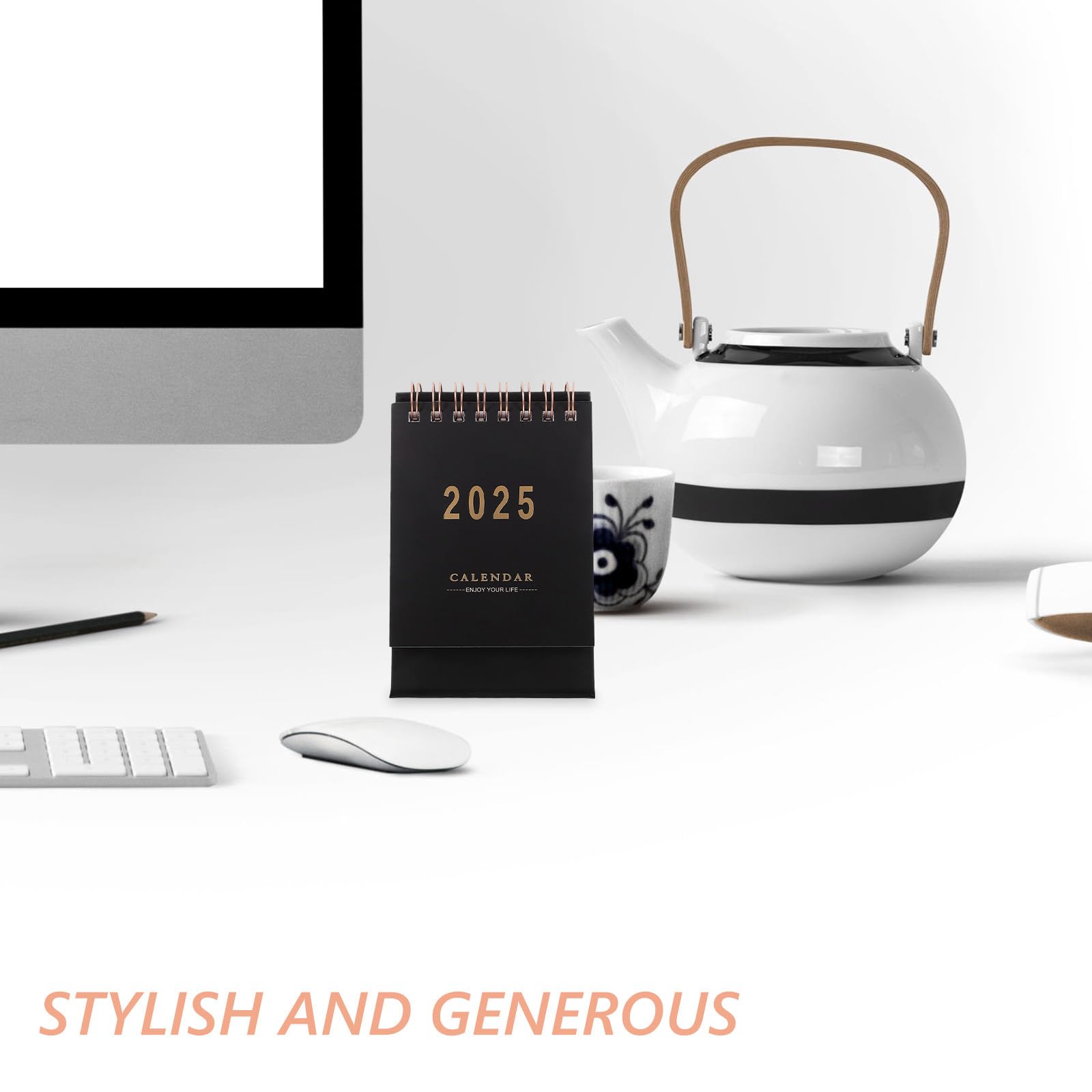 NUOBESTY Mini Desk 2025 Calendar Small Black Standing Flip Calendar for Desk Home Office, 12.00X7.60X6.00CM - Image 4