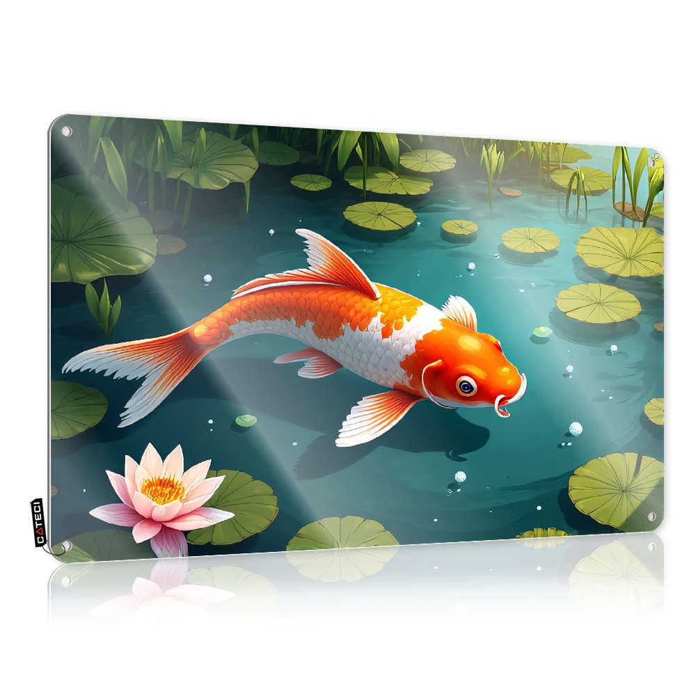 Vintage Wall Decor Americana Vintage Wall Art, Clock Retro Gift For Lawyer Tin Sign For Home Bar | 8x12 Inch A Colorful Koi Fish Swims In A Pond Surrounded By Lily Pads. Perfect(30X40CM)