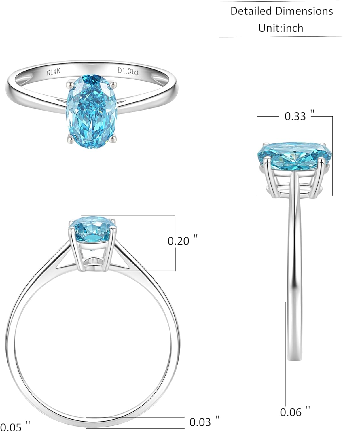 1-3 Carat Lab Grown Diamond Engagement Rings for Women,14K White Gold Diamond Rings with IGI Certificate Classic Wedding Ring