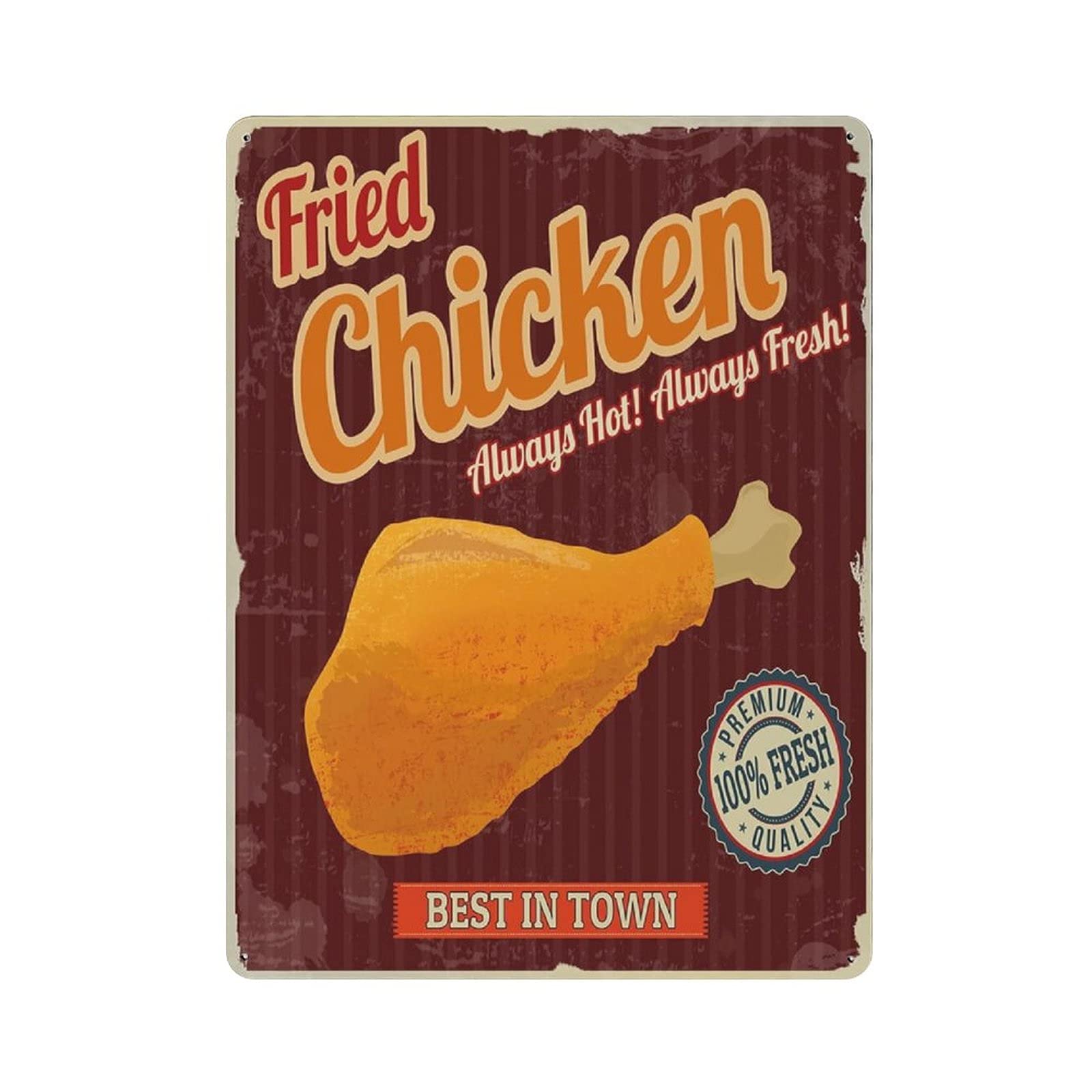 rayprint Metal Tin Sign Fried Chicken3 Vintage Tin Poster Metal Sign Wall Decoration Country Kitchen Home Garage Decor 16"x12"