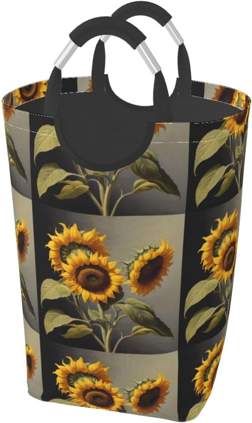 Beautiful sunflowers Foldable storage bag, 50L capacity, suitable for laundry room, dormitory bedroom, dirty clothes storage basket.