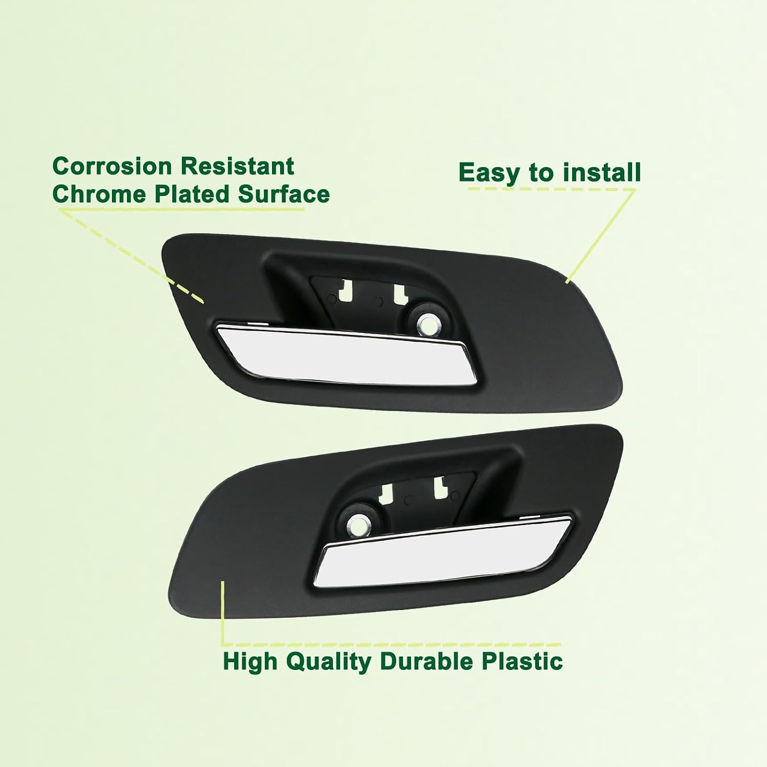 2pcs Interior Door Handles Without Hole Front Left &Right Side Black Compatible with 2007-2014 Chevrolet Chevy Silverado 1500 2500 3500 Avalanche Suburban Tahoe, GMC Sierra Yukon