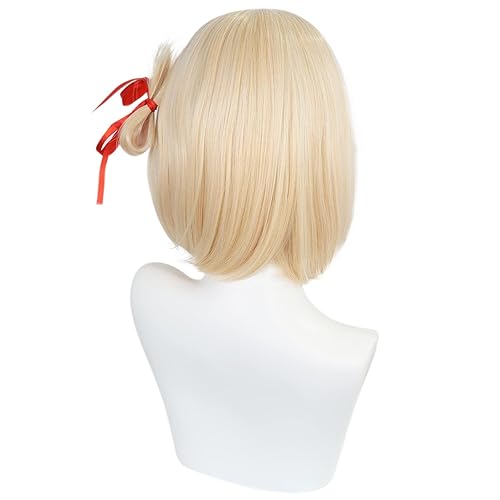 Miniatura 5 de Ebingoo Peluca rubia bob para mujer + gorra de peluca para niñas y mujeres, pelucas cortas de cosplay con flequillo, pelucas de pelo sintético para