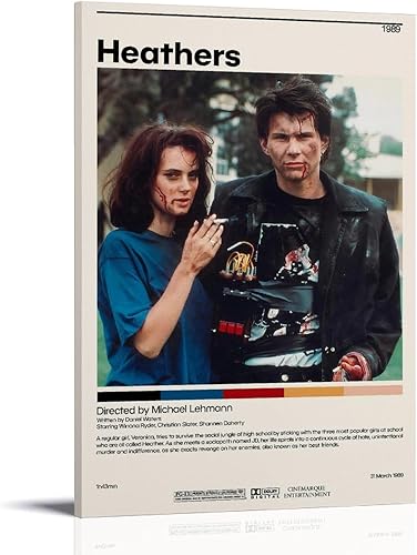 Heathers - Póster minimalista de película, póster vintage de los años 90, arte de pared, póster estético, 12 x 18 pulgadas (11.8 x 17.7 in)