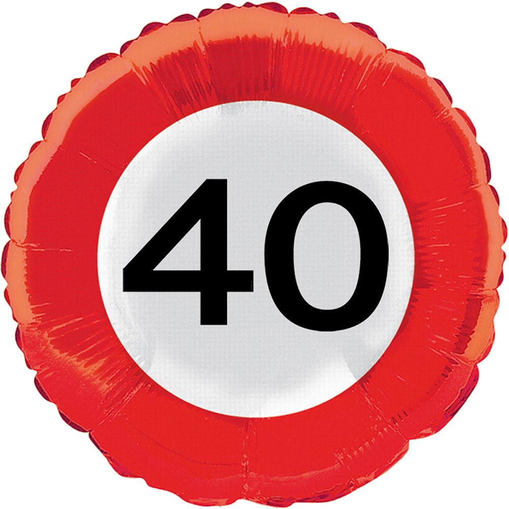 Folat - 40th Birthday Traffic Sign Foil Balloon - 46 cm