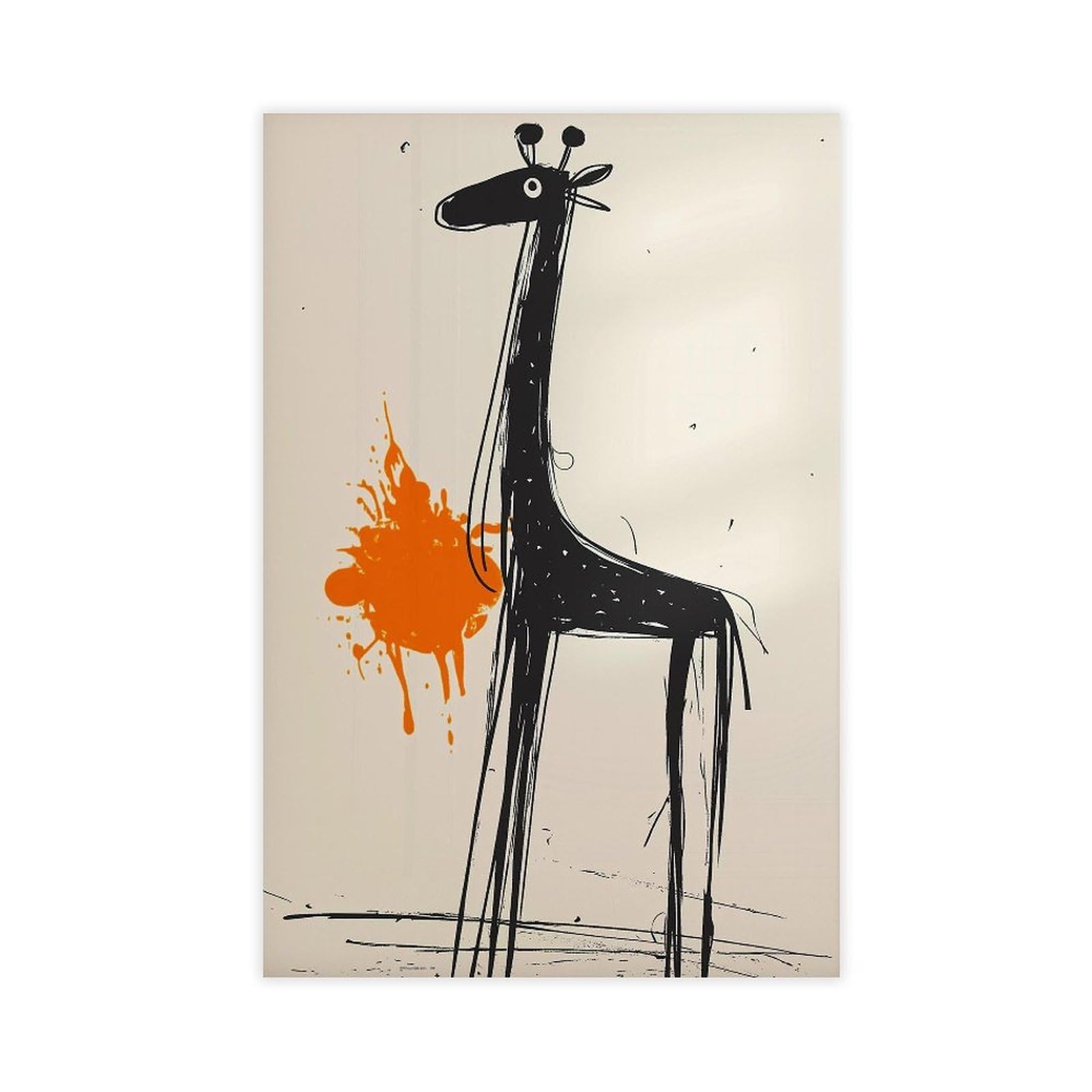 Bareronor Simple And Playful Giraffe Canvas Poster Bedroom Decor Landscape Office Room Decor Gift 24" L X 36" W