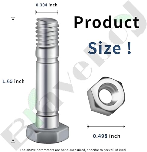 Miniatura 3 de Paquete de 12 pasadores de cizalla 710-0890 con tuercas compatibles con MTD Craftsman Cub Cadet Troy Bilt quitanieves 910-0890A 7100890 9100890 -