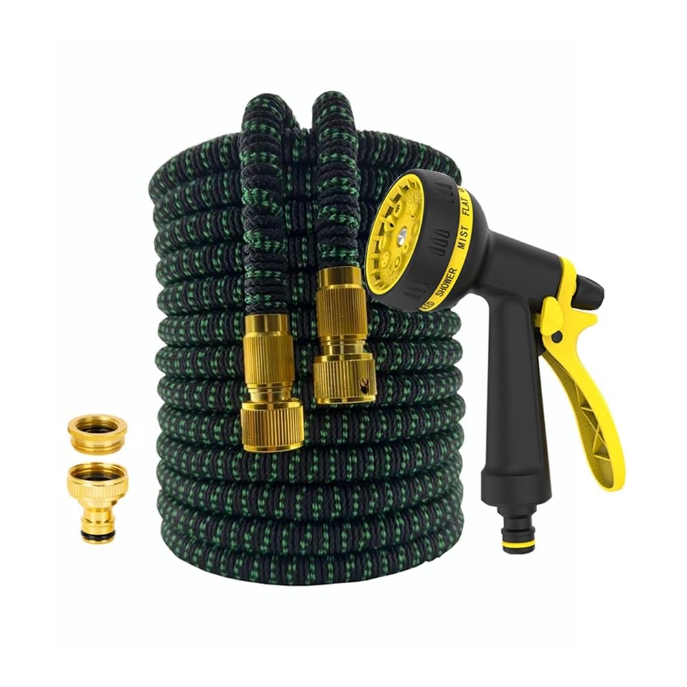 Miunihuooo Expandable Magic Hose High-Pressure Car Wash Cleaning Water Gun Home(Black green hose 3,100ft)