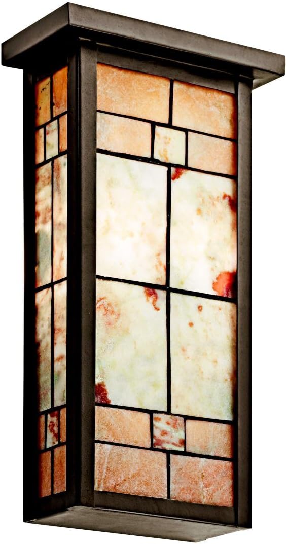Kichler 69116 2-Light Prairie Ridge Art Glass and Cut Stone ADA Compliant Wall Sconce, Olde Bronze