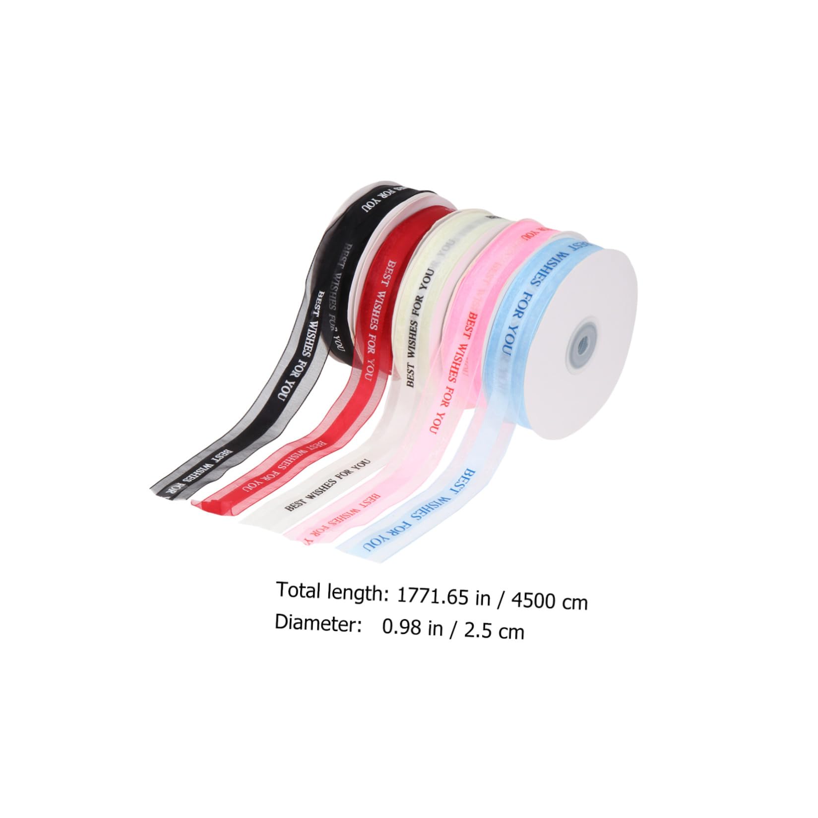 Beavorty 5 Rollen Dekoratives Geschenkband aus Satin 2,5cm Breit 50m Lang in Verschiedenen Farben Elegant und Einfach zu Bearbeiten für Party und Hochzeitsdekoration