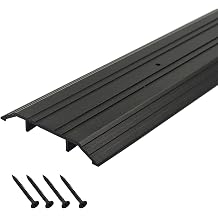 Heavy Duty Corrugated Aluminum Door Threshold for Exterior Doors- Door Saddle- Metal Flooring Transition Strip- Door Sill Extension- 4" W,1/2" H,35.43" L,Black Anodized, Mill Finish,2Pc