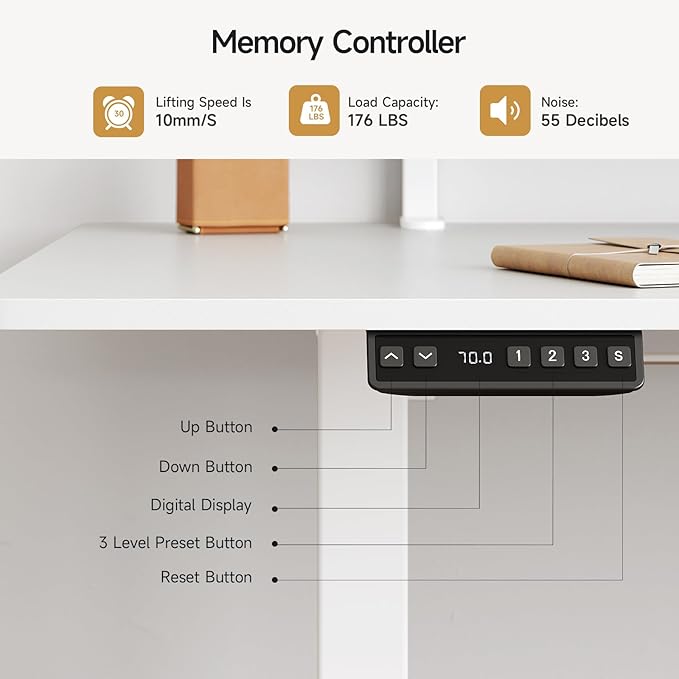 Escritorio Ajustable Electrico Standing Desk 180x61 cm Blanc miniatura 5