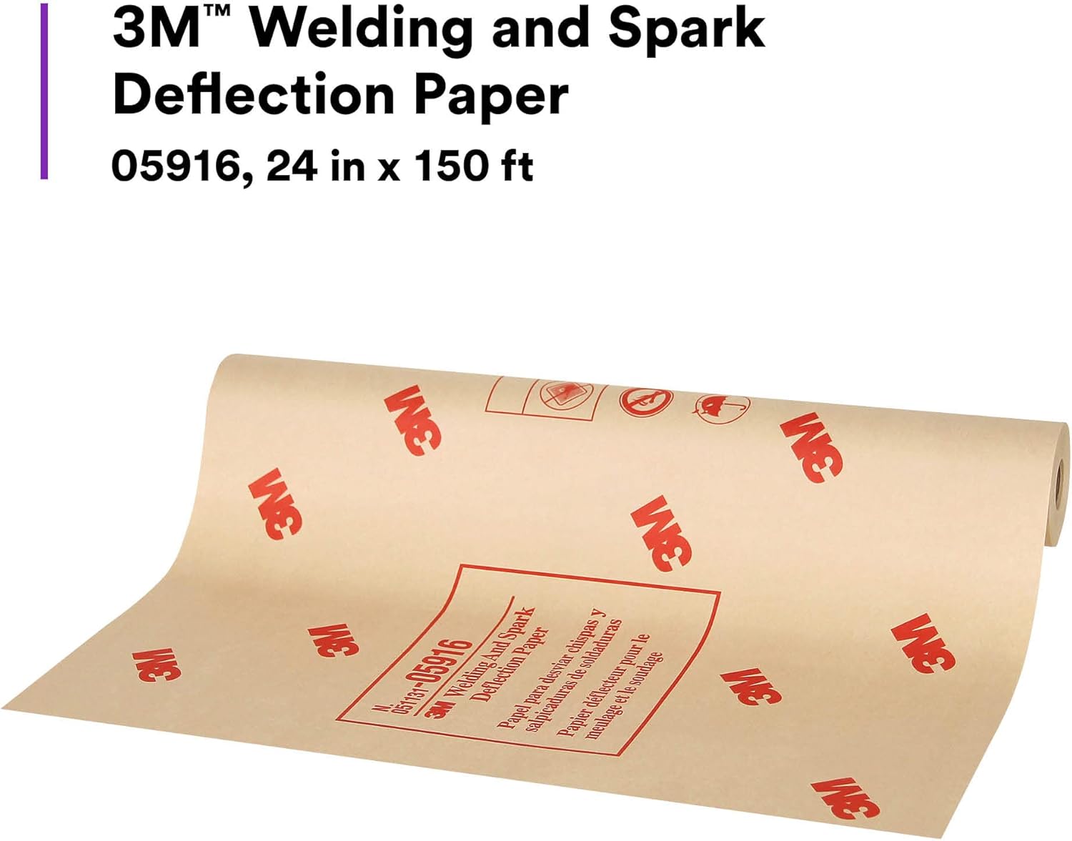 3M Welding and Spark Deflection Paper 05916, Flame Retardant, Adhesive Backing, Repositionable, 24 in x 150 ft