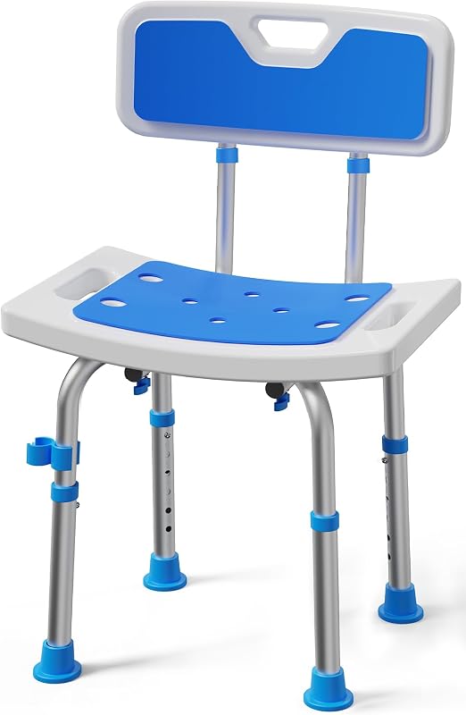 Shower Chair for Inside Shower, 400 lbs Adjustable Chair with Back | Shower Chair with Removable back, 6-Level Adjustable Bath Stool with Wide Backrest and Non-Slip Feet for Seniors and Disabled