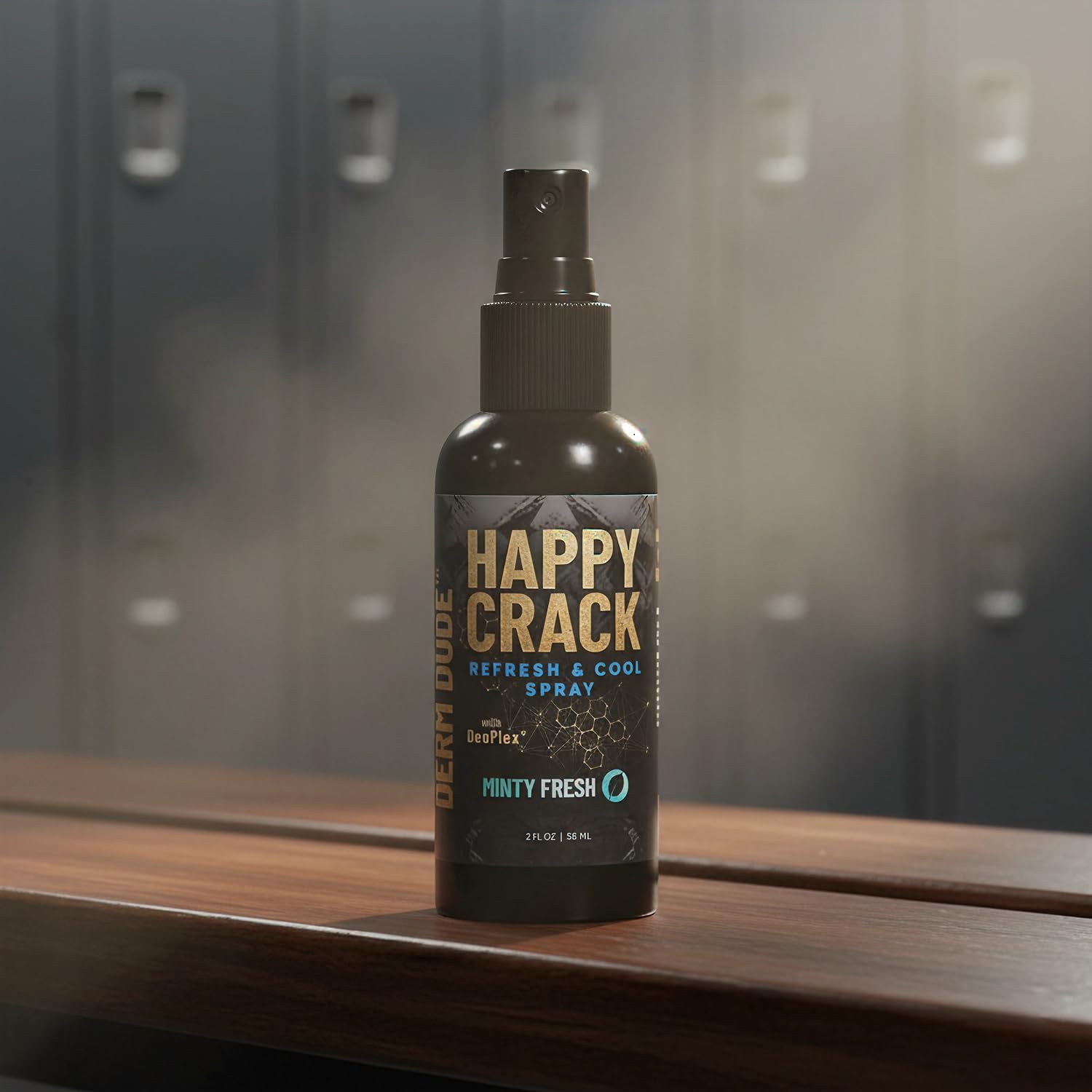 Derm Dude Happy Crack Refresh & Cool Body Spray | Minty Fresh Deodorizing Spray for Body & Skin | Odor Control with Witch Hazel & Natural DeoPlex | Soothing, Cooling & Fast-Drying | 2 oz (1 Pack)