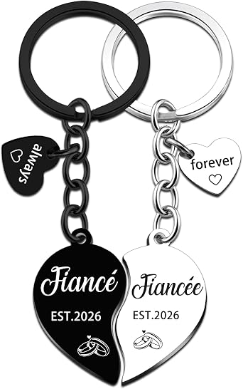 Engagement Gifts for Couples Newly Engaged Fiance and Fiancee Matching Keychains Gift for Newlyweds Best Wedding Gifts for Couples 2026 Bridal Shower Groom Newly Wed Gift for The Couple