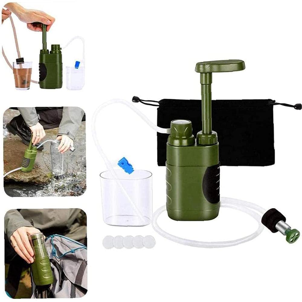 Filtro per Acqua da Campeggio con Cannuccia, Filtro per Acqua Portatile, Filtro 'Acqua Portatile di Emergenza da Campeggio, per Famiglia all'aperto, Campeggio, Escursionismo, Campeggio
