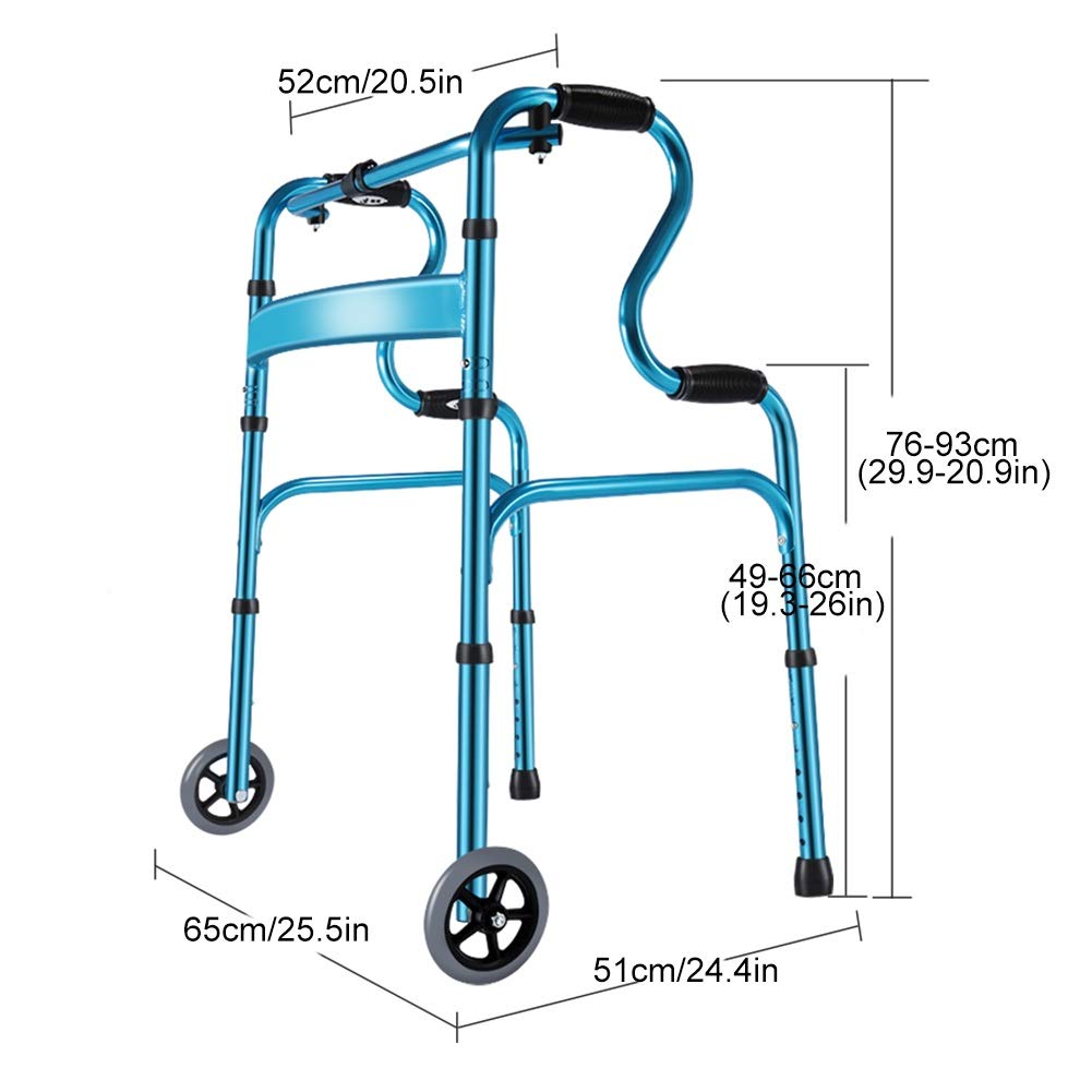Andador Con Ruedas Ligero, Con 2 Ruedas, Andador Vertical Plegable De Altura Ajustable Para Personas Mayores, Asistente De Paso Para Interiores Y Exteriores