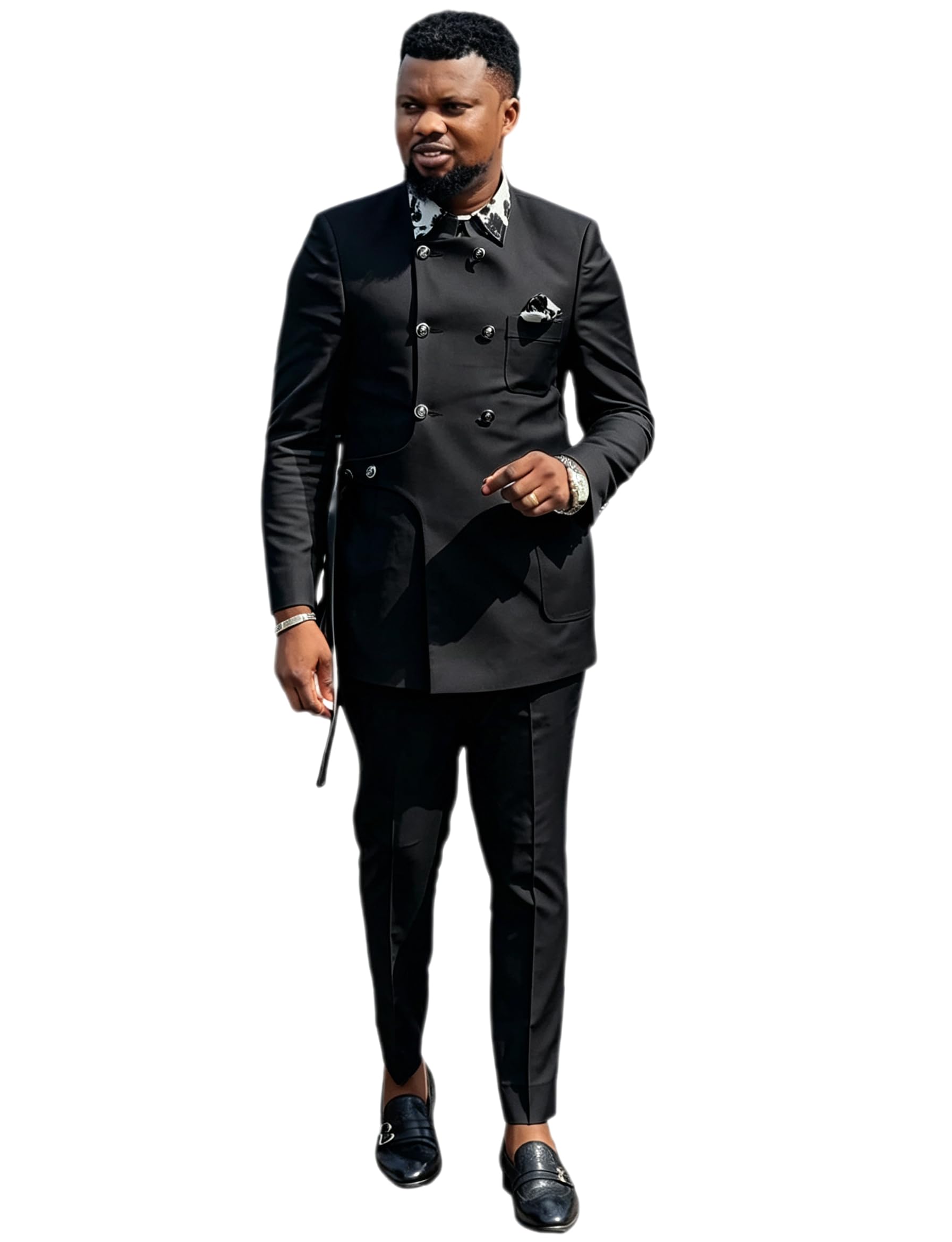 Ulnomio Uomo Doppiopetto Bottoni in Piedi Collare Smoking Due Pezzi Matrimonio Abito Leisure