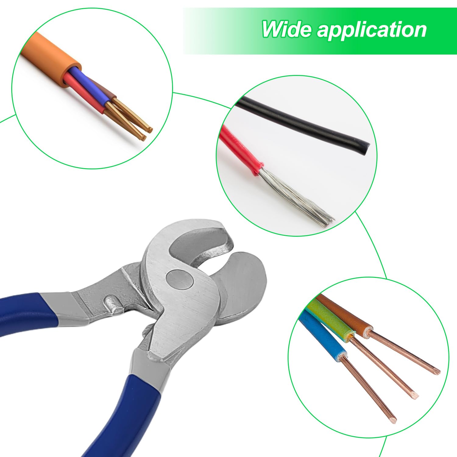 Corta Cables, Multiherramienta, Alicates Electricista, 240 mm, para Cables de Cobre y Aluminio Alicates de Corte, Apto para Cortar de 0-65 mm² Alambre (1)