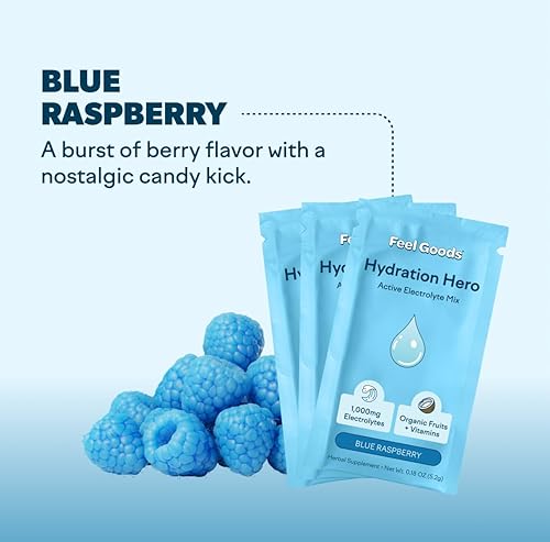 Miniatura 9 de Feel Goods Hydration Hero  Electrolitos de 1,000 mg  Sin azúcar  Frutas orgánicas  Multivitamínico  Paquetes de hidratación  Alivio de la resaca