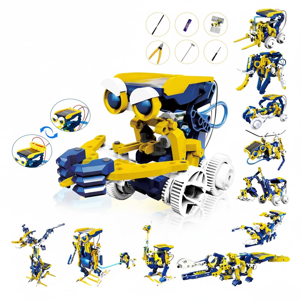 Solar Project Toys, 11-in-1 Robot Toys, 231 Pcs Solar and Cell Powered 2 in 1, DIY Building Science Educational Experiment Kit, Experiments Robots for Teenage, Gift for Boys Girls Aged 8+