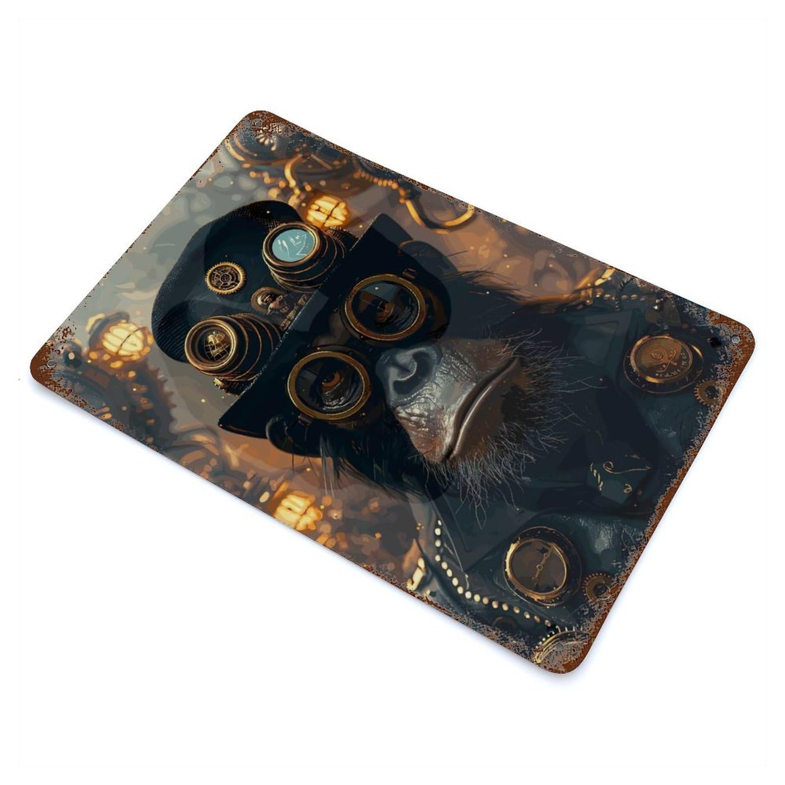 Steampunk Animale Ape Vintage Rust Metal Sign 11.8"x7.9", for Basement, Hobby Room And Garage Decor, Farmhouse Wall Decor
