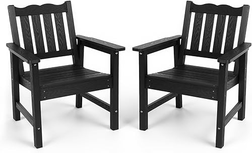 Stoog Juego de 2 sillas de patio para todo tipo de clima, sillas de comedor al aire libre con respaldo curvo, silla de jardín de soporte de 400