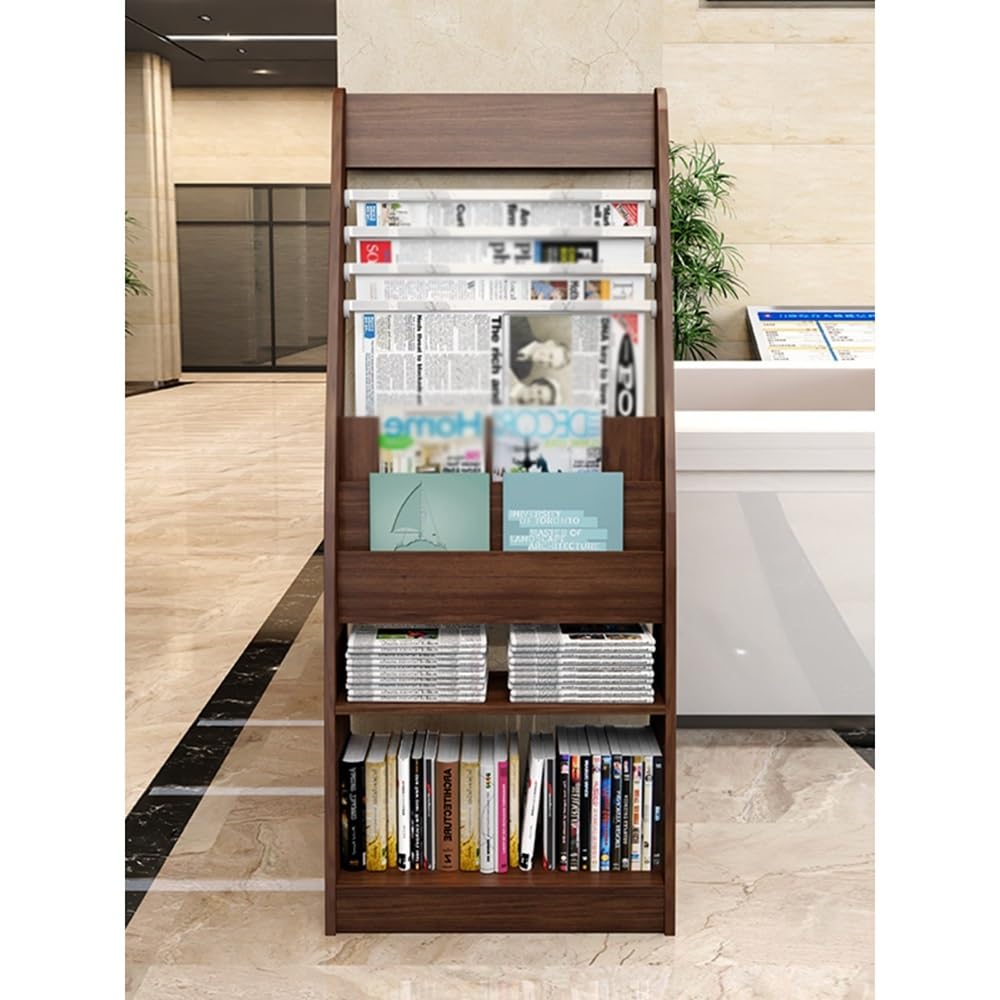 Broschürenständer Bodenstehender Zeitungsständer Informationsständer Bodenständer for Bücher und Broschüren Zeitschriftenständer(Walnut)