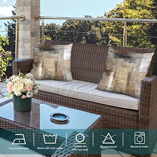 Batmerry Brown Beige Abstract Art Pillow Covers 18X18 Inch Set Of 2, Brown Art Abstract Acrylic Painting Cushion Throw Pillow Covers Outdoor Sofa Couch Pillowcase #TOP1