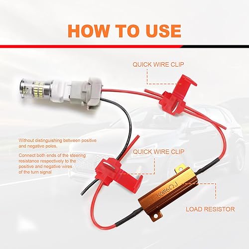 Miniatura 5 de 4 resistencias de carga de 50 W y 6 ohmios, arregla bombilla LED rápido Hyper Flash, código de error de parpadeo de señal de giro, adaptador de