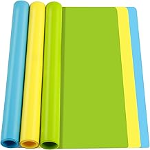 FANDAMEI 3 PCS Silikonmatte 30x40cm, Silikon Unterlage Matte Bastelmatte Silikonfolie Antihafte Rutschfeste Tischmatte Arbeitsmatte Thekenmatte, für Gießharz, Bastelarbeiten, DIY-Blau, Gelb, Grün