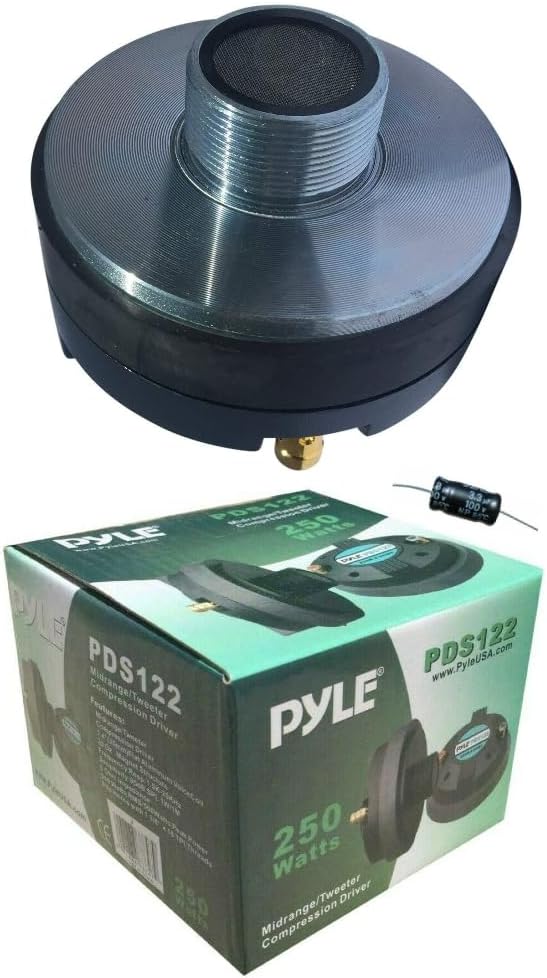 Kit Set for Pyle PDS122, 1 x 125W RMS Tweeter Compression Driver, 250W Max, 1" Thread, Home or Party, 8 Ohm, 95 dB, 3.5 cm Coil, 1 Unit + Free Capacitor
